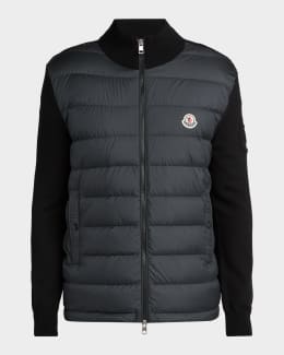 Moncler Men's Quilted Knit Hybrid Full-Zip Cardigan | Neiman Marcus