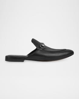 Gucci Men's Lucy Horsebit Nappa Leather Mules | Neiman Marcus