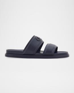 Men's Saint Bartheva Padded Leather Double-Strap Slide Sandals