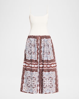 Cara Cara Joan Metallic Crochet Sleeveless Midi Sheath Dress | Neiman Marcus