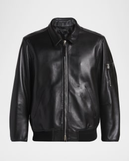 Prada Men's Leather Bomber Jacket | Neiman Marcus