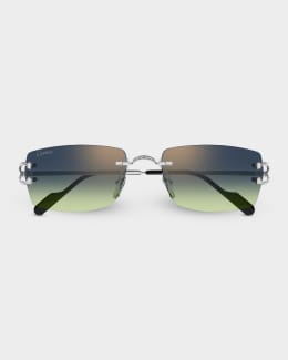 Cartier Men's CT0616S-002 Metal Rectangle Sunglasses | Neiman Marcus