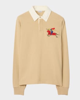 Burberry Men's Cody Cotton Slim Fit Long-Sleeve Check Collar Polo