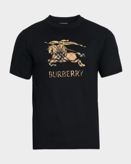 Burberry Men's Check Cursive Logo Cotton T-Shirt | Neiman Marcus