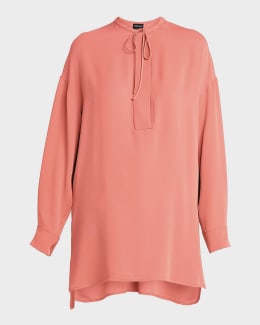 Giorgio Armani Draped Silk Georgette Shirt | Neiman Marcus