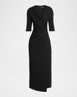 Giorgio Armani Long-Sleeve Dress with Ring Detail | Neiman Marcus