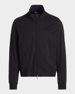 Emporio Armani Men's Suede and Wool-Knit Full-Zip Jacket | Neiman
