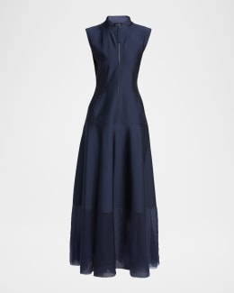 Giorgio Armani One-Shoulder Floral Silk Maxi Slip Dress | Neiman