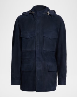 TOM FORD Men's Leather Trim Double-Face Twill Blouson | Neiman Marcus
