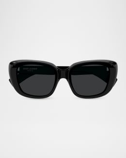 Saint Laurent YSL Acetate Flat-Top Rectangle Sunglasses | Neiman