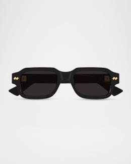 Bottega Veneta Men's BV1457S-001 Acetate Rectangle Sunglasses