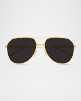 Bottega Veneta Men's BV1469S-001 Metal Rectangle Sunglasses