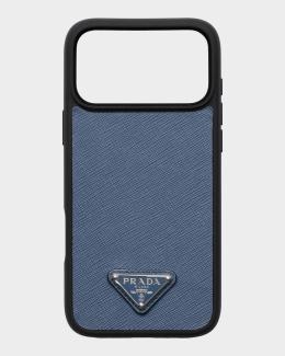 Prada Men's Saffiano Leather iPhone 17 Pro Phone Case | Neiman Marcus