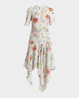 STAUD Wells Stretch Cotton Fit and Flare Midi Dress | Neiman Marcus
