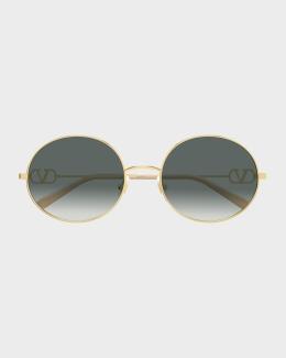 Valentino Garavani VLogo Signature 56mm Round Sunglasses | Neiman