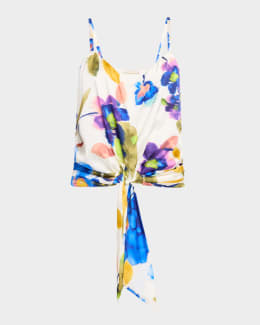 Ramy Brook Orion Strapless Tie-Front Satin Mini Dress | Neiman Marcus