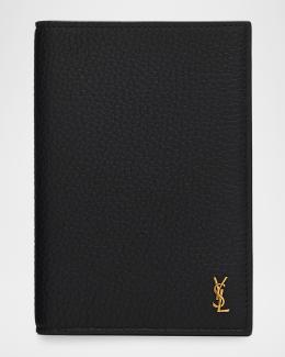 Saint Laurent Men's Tiny Cassandre YSL Passport Case in Grained
