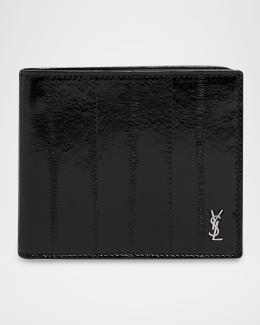 Saint Laurent Men's YSL Grained Leather Bifold Wallet | Neiman Marcus