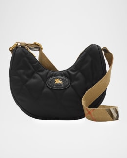 Burberry Note Medium Leather and Check Crossbody Bag | Neiman Marcus