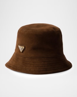 Prada Linen Logo Bucket Hat | Neiman Marcus