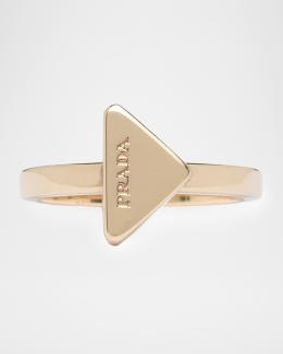 Prada Heart Crystal Brass Open Ring | Neiman Marcus