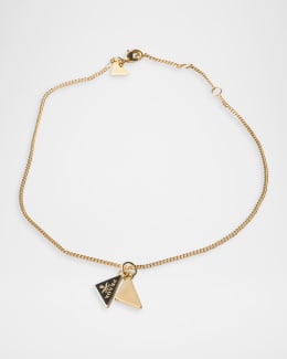 Prada Triangle Brass Station Necklace | Neiman Marcus