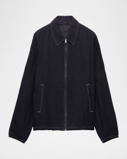 Prada Men's Denim Zip Shirt Jacket | Neiman Marcus