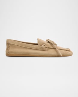 Miu Miu Suede Lace-Up Moccasins | Neiman Marcus