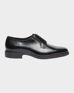 Santoni Men's Easy Leather Rubber-Sole Derby Shoes | Neiman Marcus