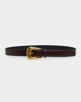 Saint Laurent YSL Buckle Leather Belt | Neiman Marcus