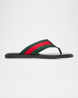 Gucci Men's Interlocking G Leather Slide Sandals | Neiman Marcus