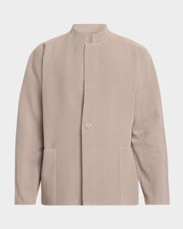 Homme Plisse Issey Miyake Men's Rustic Knit Cardigan | Neiman Marcus