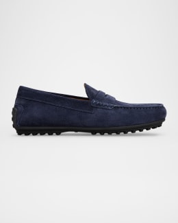 Tod's Men's Pantofola Gomma Rafia TV Suede Loafers | Neiman Marcus