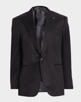 Giorgio Armani Men's Micro-Chevron Cupro and Viscose Collarless