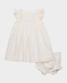 Luli & Me Girl's Embroidered Ruffle Cotton Gauze Dress, Size 9M-3T