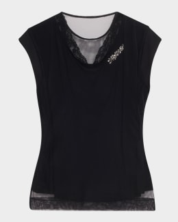 Simone Rocha Sheer Tulle Puff-Sleeve Button-Down Shirt | Neiman Marcus