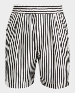 Willy Chavarria Men's Willy Woven Label Stripe Pull-On Shorts