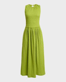 Ganni Sleeveless Smocked Maxi Dress | Neiman Marcus