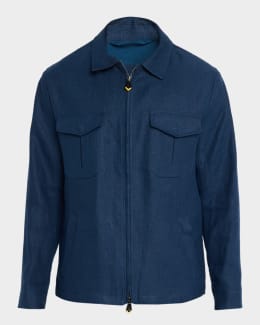 Reiss Men's Purleigh Grained Leather Full-Zip Jacket | Neiman Marcus