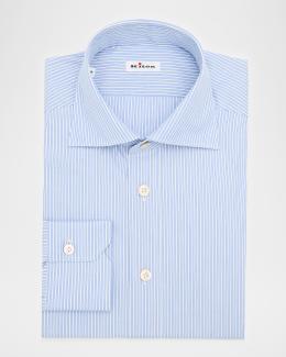 Cesare Attolini Men's Cotton and Linen Multi-Stripe Dress Shirt