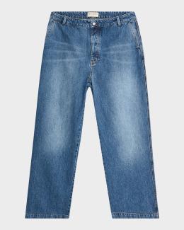 Burberry Men's Straight-Leg Check Turn-Up Jeans | Neiman Marcus