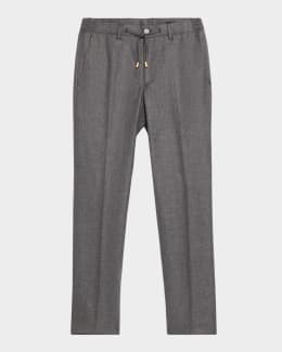 Giorgio Armani Men's Hemp Pleated Wide-Leg Pants | Neiman Marcus