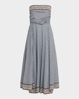 Veronica Beard Ella Stripe Linen Midi Dress | Neiman Marcus