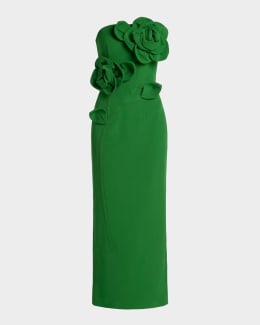 Mac Duggal Baroque Mesh Ruffled One-Shoulder Midi-Dress | Neiman Marcus