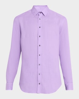 Emporio Armani Men's Viscose Palm-Pattern Button-Down Shirt