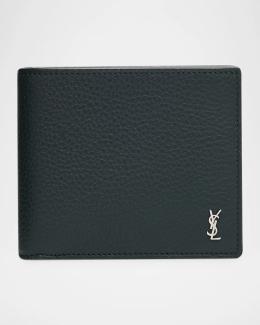 Valentino Garavani Men's Grained Leather Bifold Wallet | Neiman Marcus
