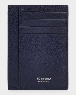 TOM FORD Men's T-Line Grained Leather Card Holder | Neiman Marcus