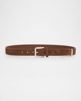 Brunello Cucinelli Men's Woven Leather Western-Buckle Belt