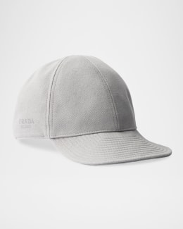 Prada Logo Linen-Blend Baseball Cap | Neiman Marcus