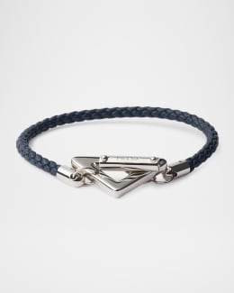 Prada Braided Nappa Leather Bracelet with Metal Ornament | Neiman